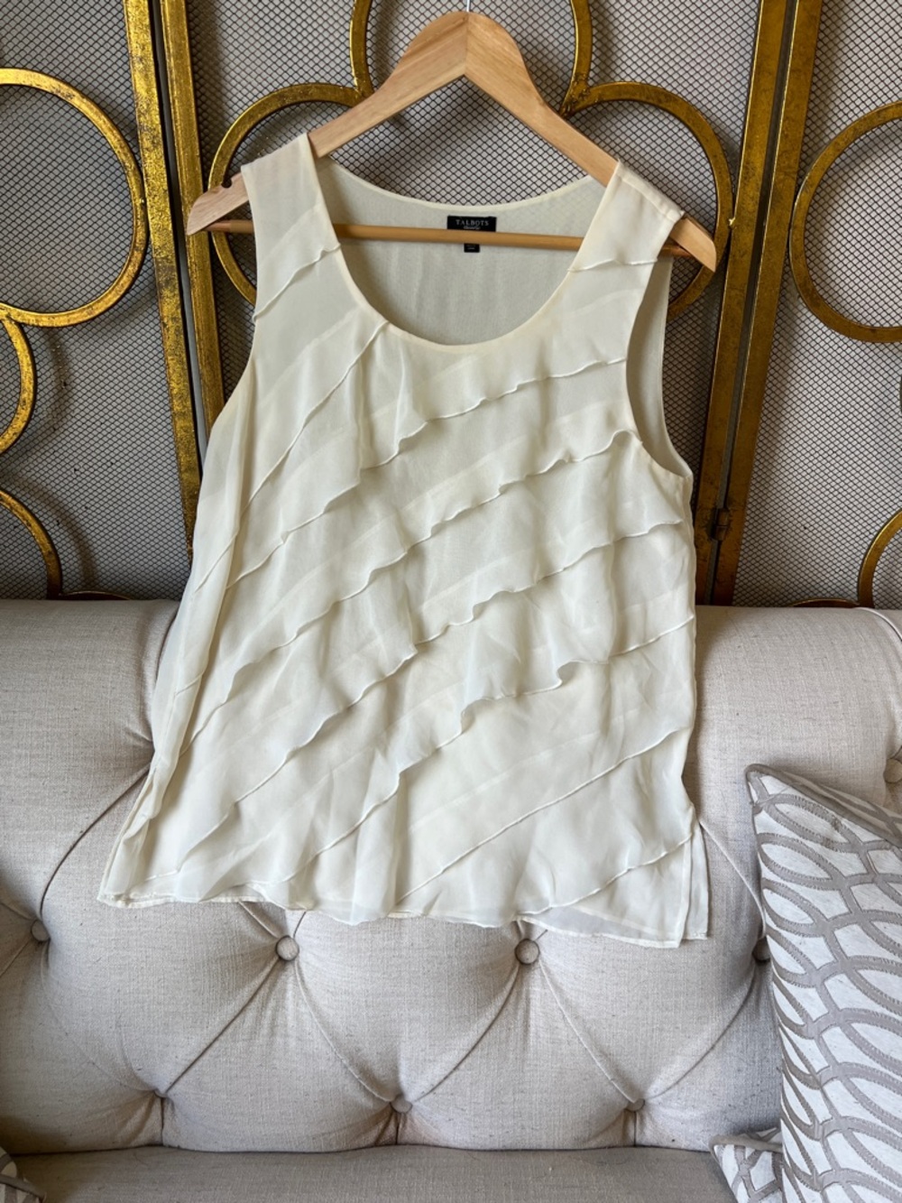 Talbots Cream Ruffle-Front Sleeveless Camisole